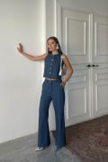 TENCEL KOLSUZ GÖMLEK - PANTOLON TAKIM - İndigo resmi